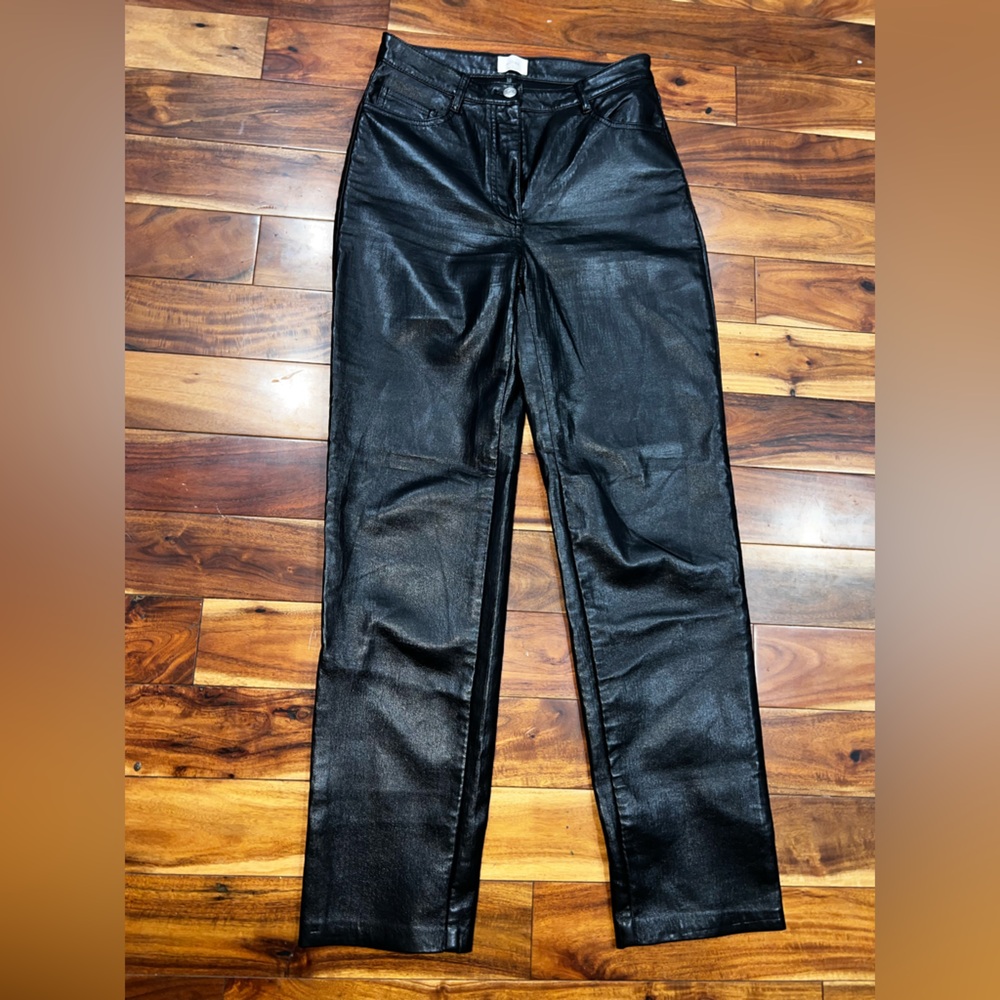 Wilfred Black Vegan Leather Straight Leg Pants Size 4